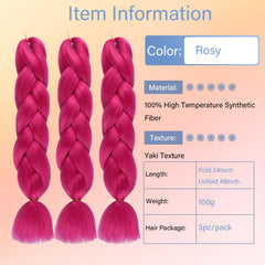 WOME pink jumbo braiding hair unfolded length 48 inches