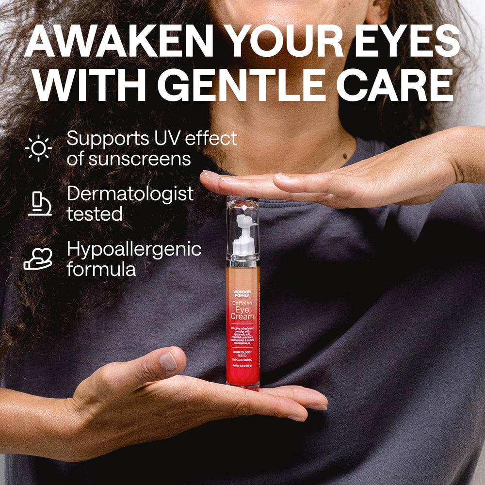 WONDER FAMILY caffeine eye roller hyaluronic acid note for moisture around the eyes