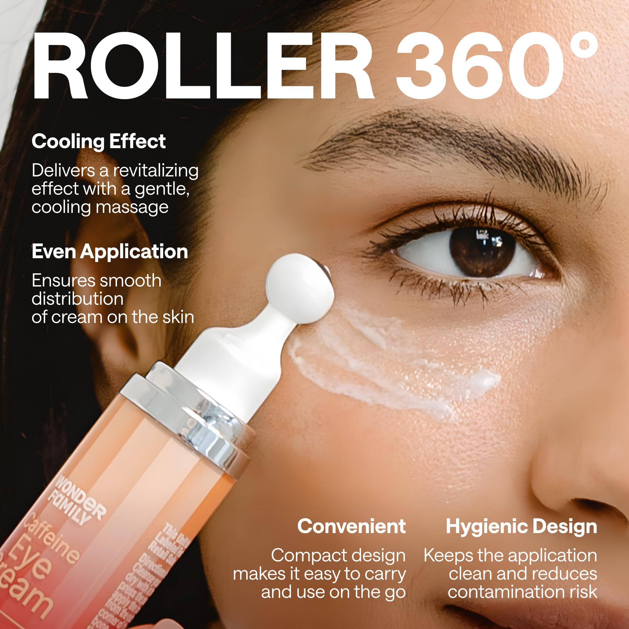 WONDER FAMILY caffeine eye roller niacinamide note for even skin tone