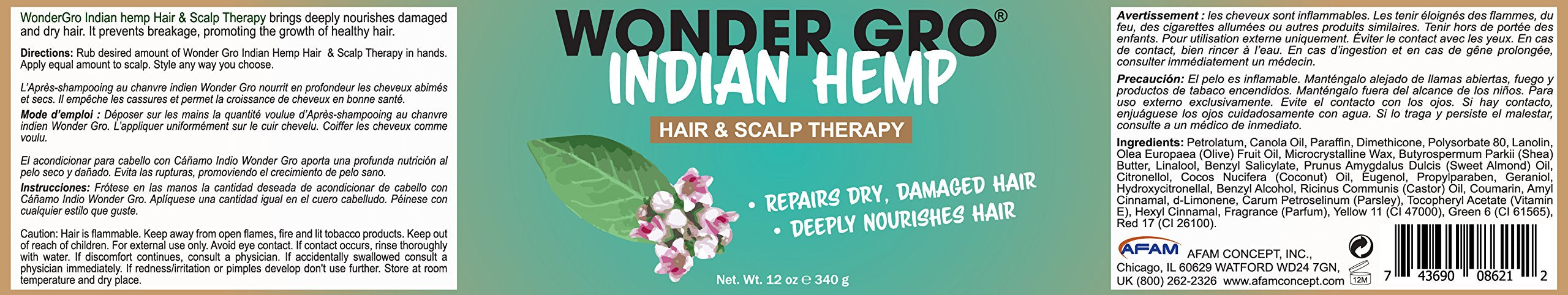 Wonder Gro Indian Hemp Hair Grease jar closeup highlights rich conditioning