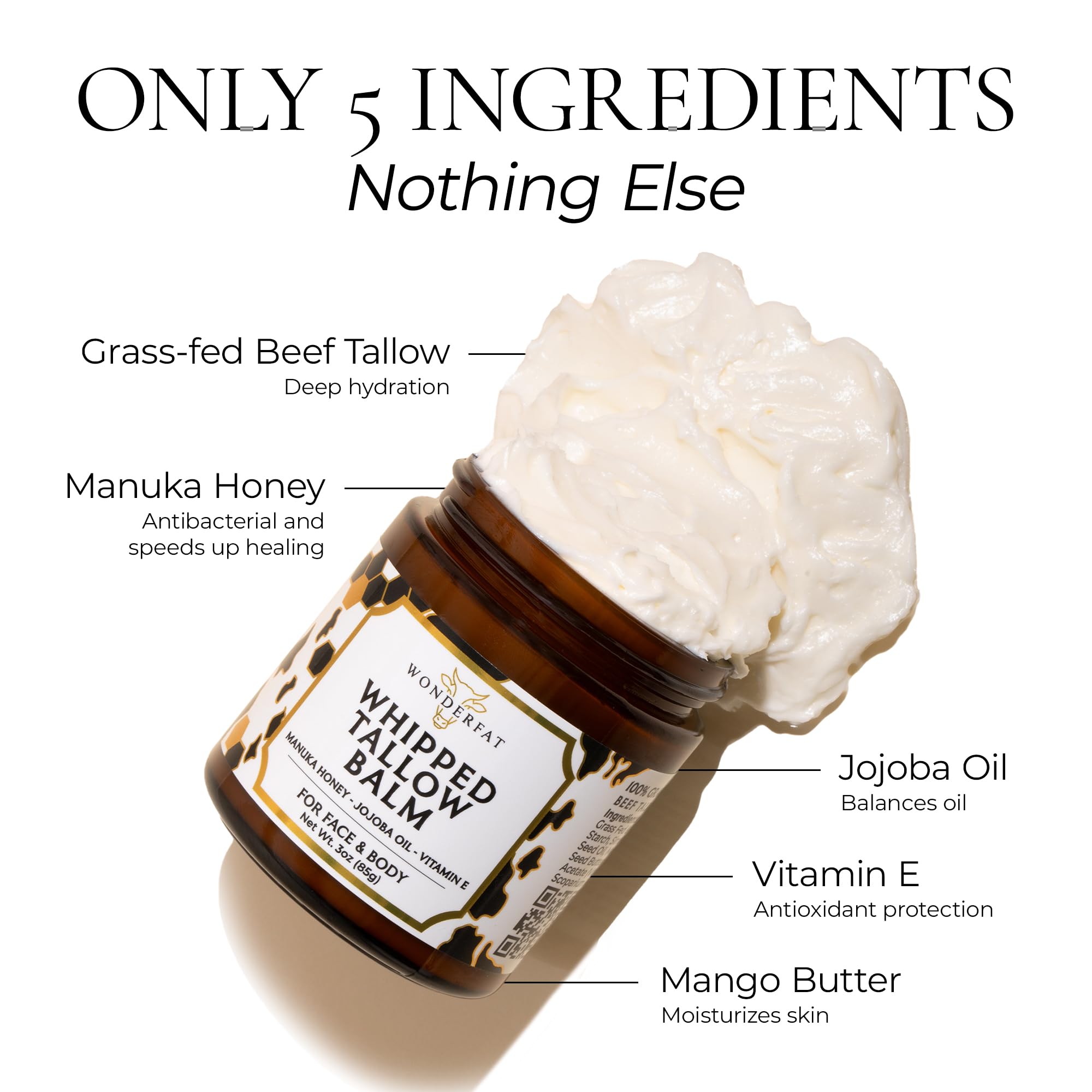 Wonderfat balm on body for non-greasy moisturization and softness.
