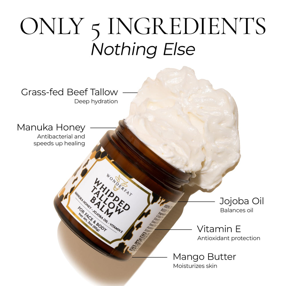Wonderfat balm on body for non-greasy moisturization and softness.