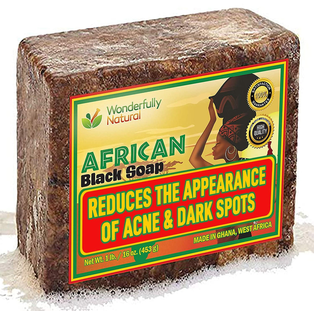 Wonderfully Natural African Black Soap bar 1lb for gentle cleansing and smooth skin