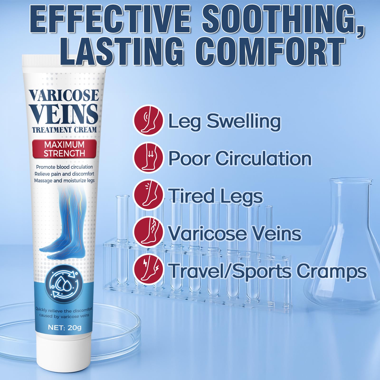 Wonshine varicose veins cream application in use demonstrates quick absorption and soothing feel.