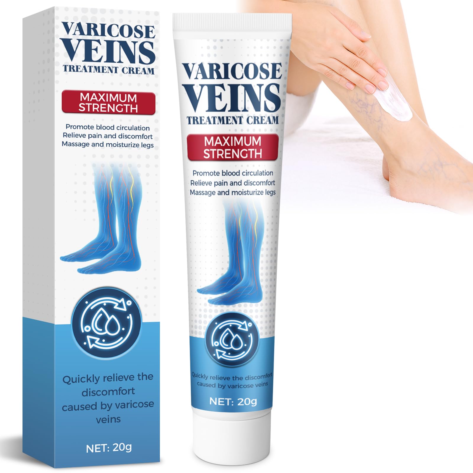 Wonshine varicose veins cream bottle shown for gentle leg care and hydration.