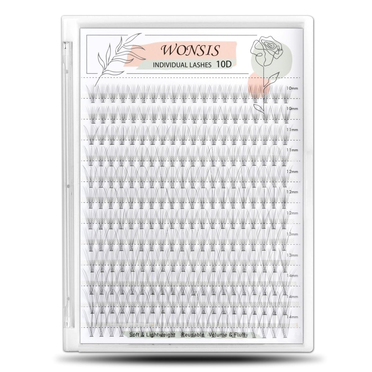 WONSIS 240-piece individual lashes, 10–14 mm lengths, for a natural look.