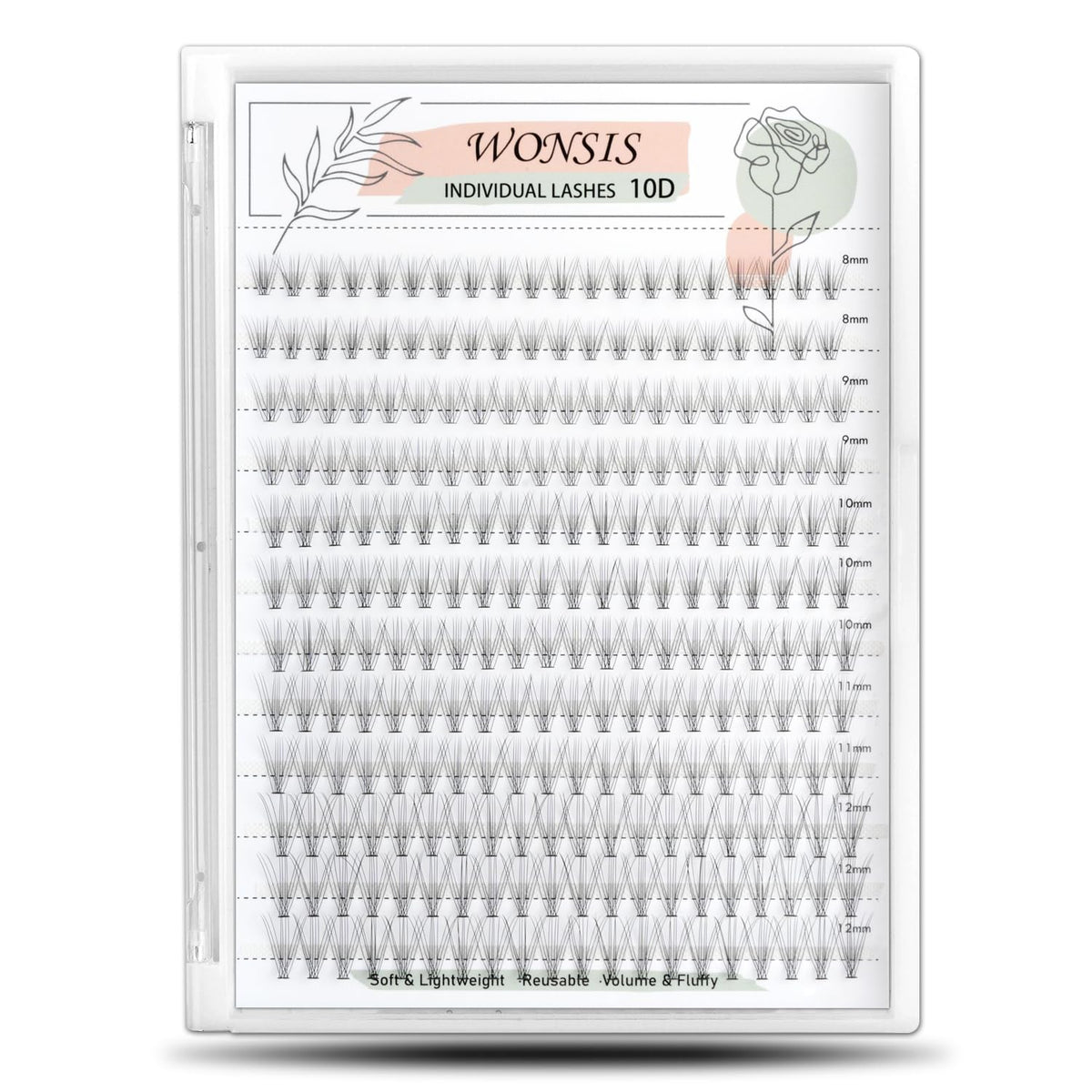 WONSIS 240-piece individual lashes pack for DIY lash extensions, lightweight and natural-looking