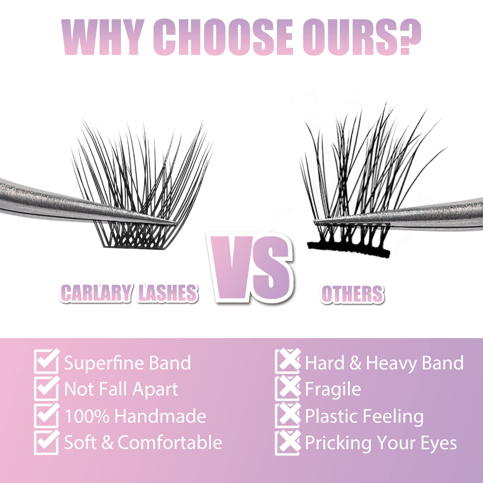 WONSIS Korean PBT silk cluster lashes are lightweight and reusable