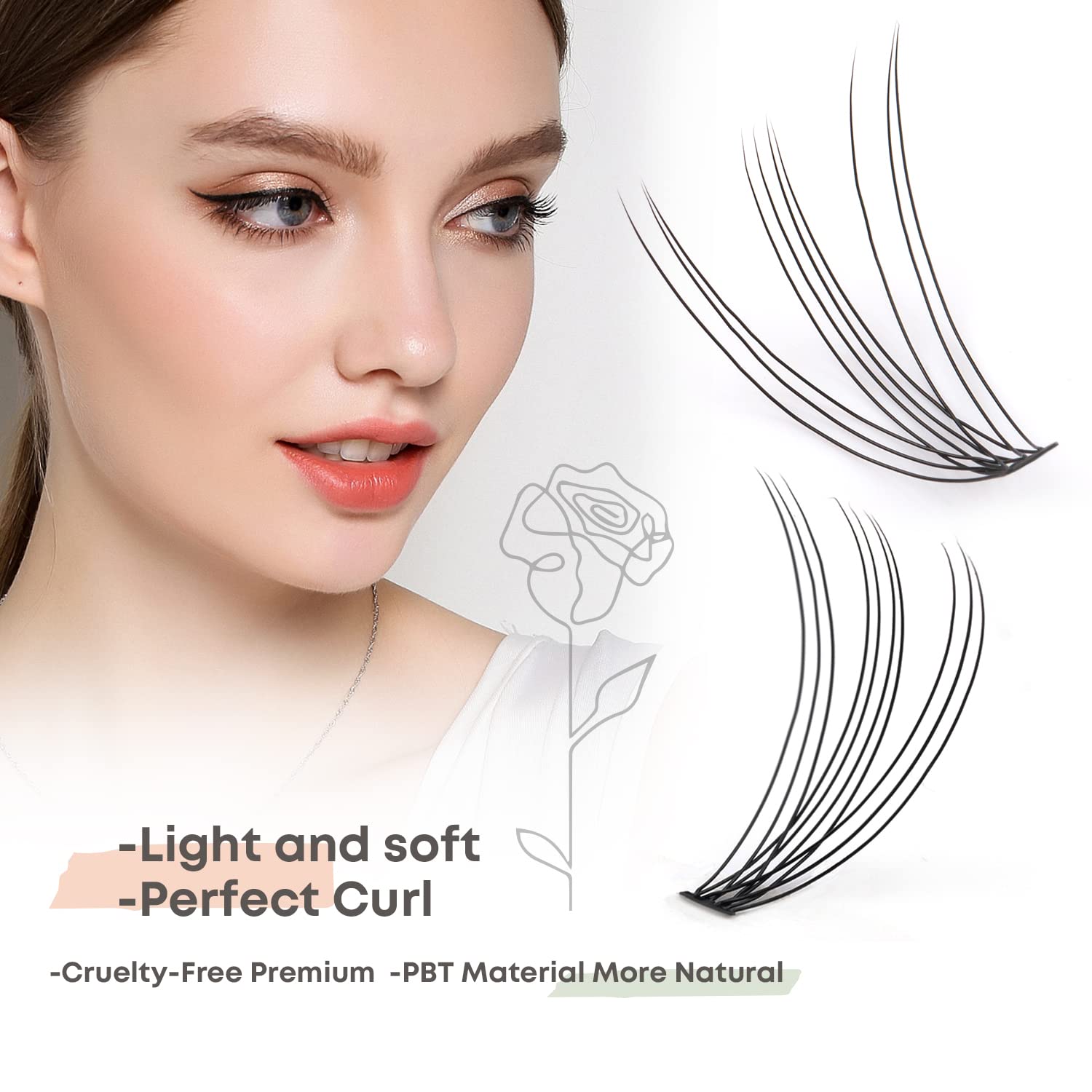 WONSIS lash clusters 11mm two-rows offering balanced, open-eye effect