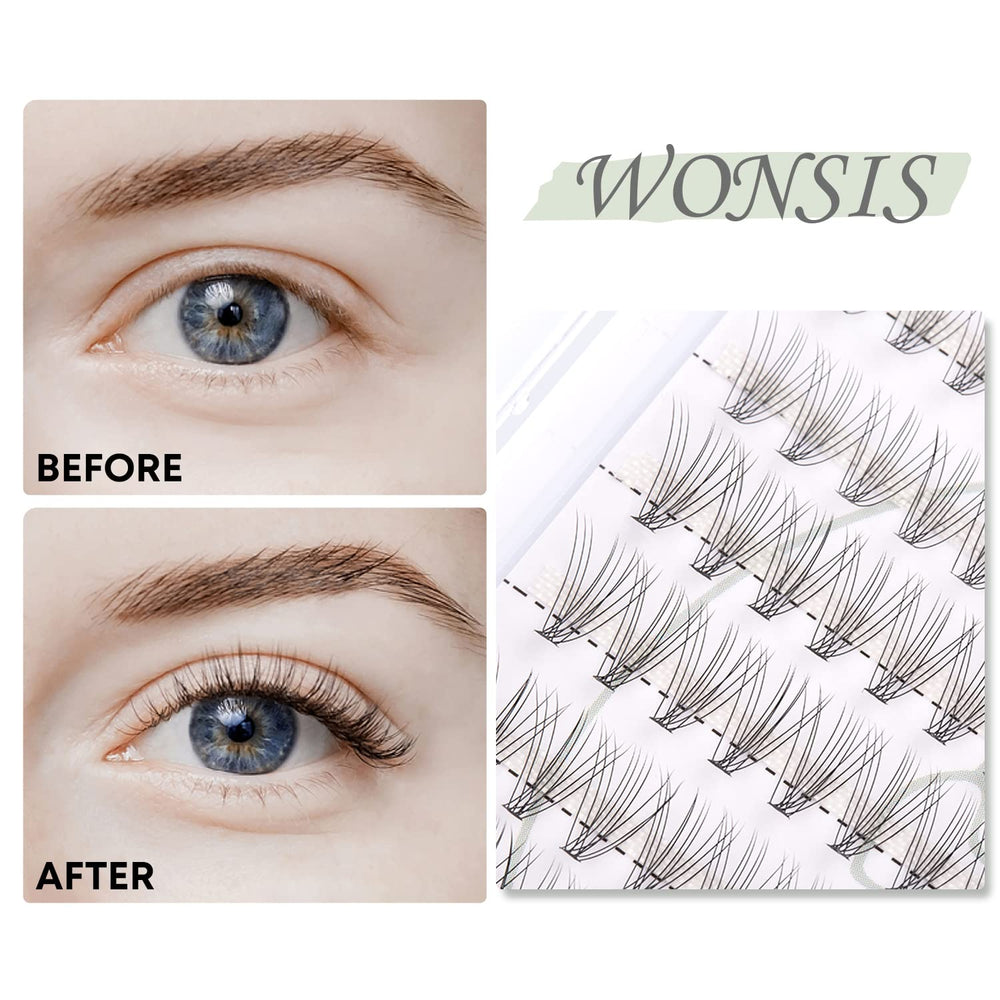 WONSIS lash clusters 12mm three-rows delivering dramatic yet natural-looking length