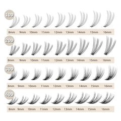 WONSIS lash clusters 9mm two-rows illustrating subtle fullness and blend