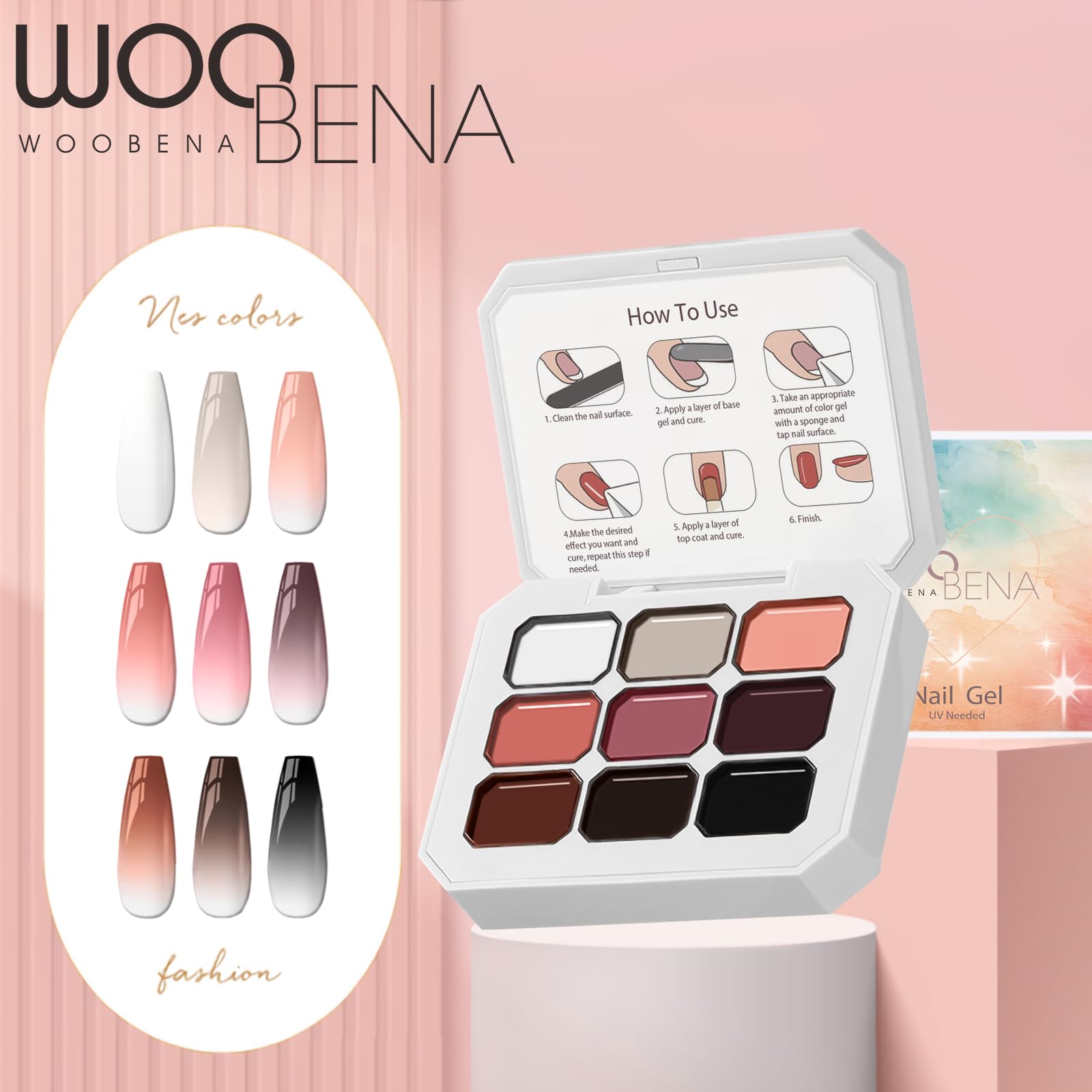 Woobena Pat Pat Gel with 100 sponges for flawless blending.