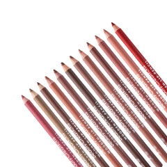 12 Colors Wooden Lip Liner Set close-up pencils and casing.
