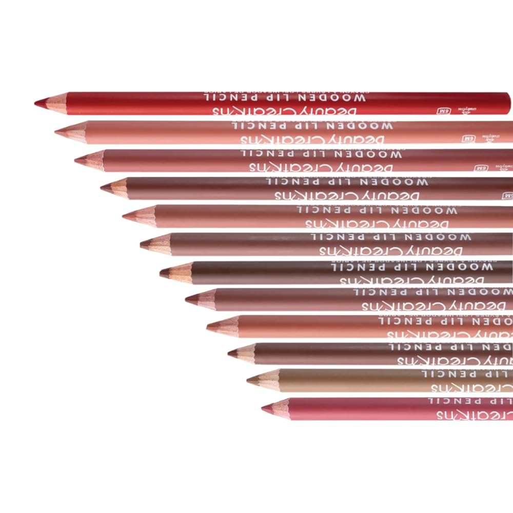 12 Colors Wooden Lip Liner Set soft matte finish swatch with deep pigment.
