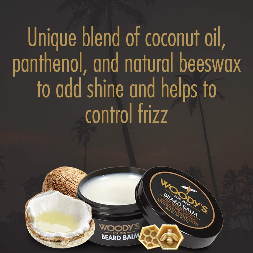 Applying Woody's Beard Balm to beard for conditioning and style.