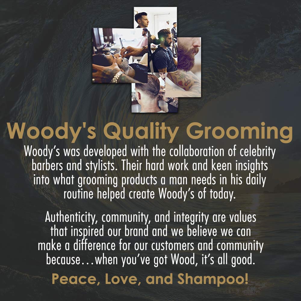 Coconut oil and panthenol in Woody's Balm nourish coarse beard hair.