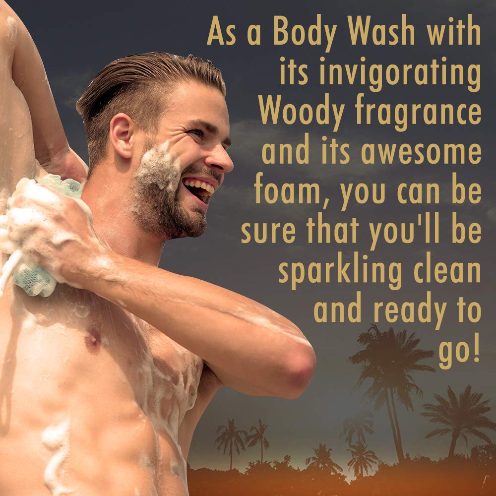 Woody's minty grapefruit scent bottle evokes refreshing shower experience.