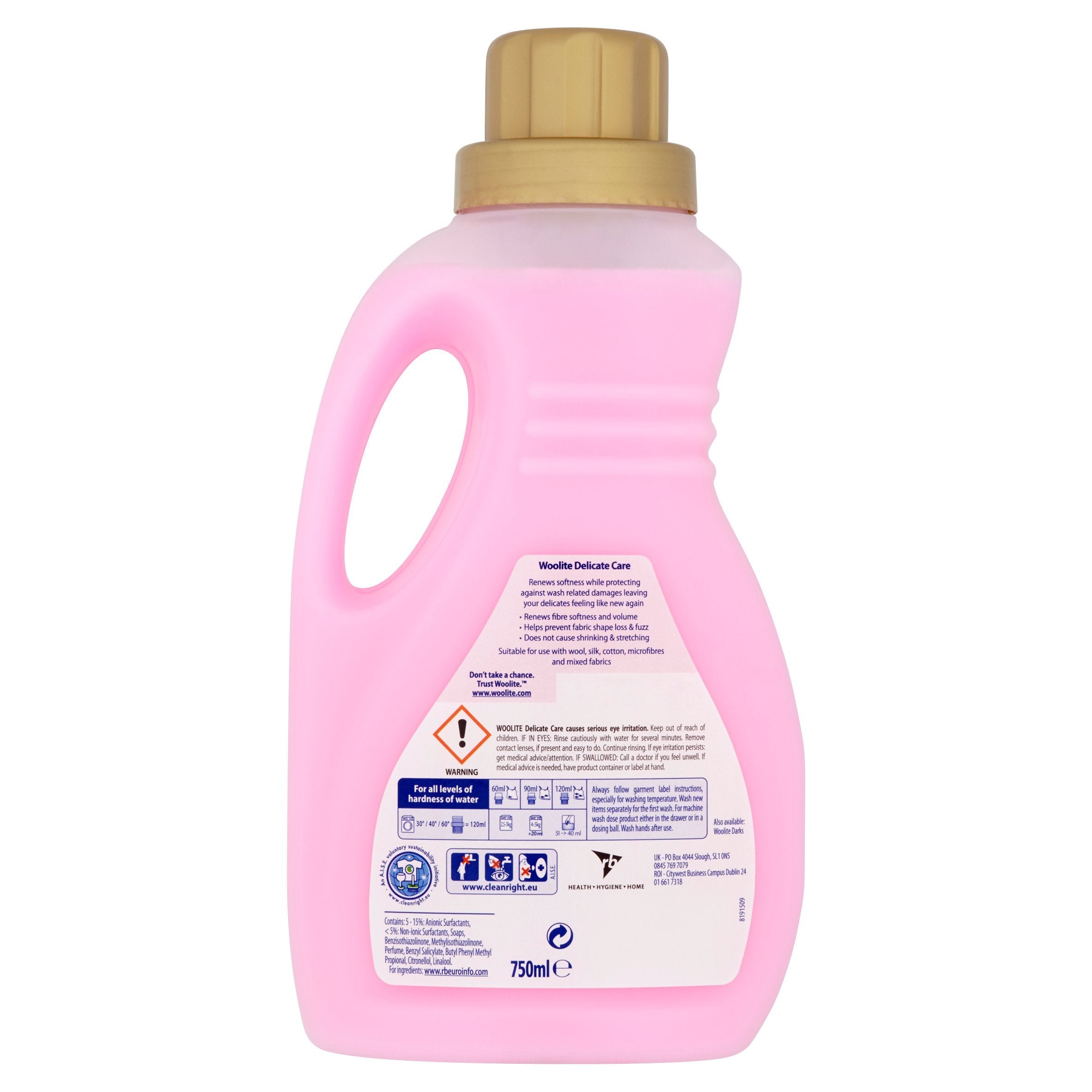 Woolite Hand Wash for delicate fabrics care, preserving fibers and color.