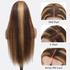 WOOMN 13x6 HD lace front close-up shows natural parting and seamless styling.