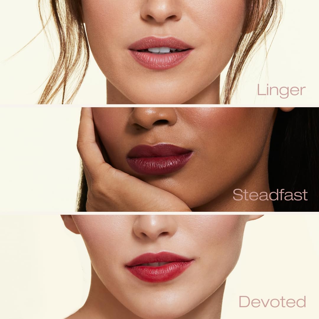 Woosh Monogamous Lip Stain model wearing rose shade.