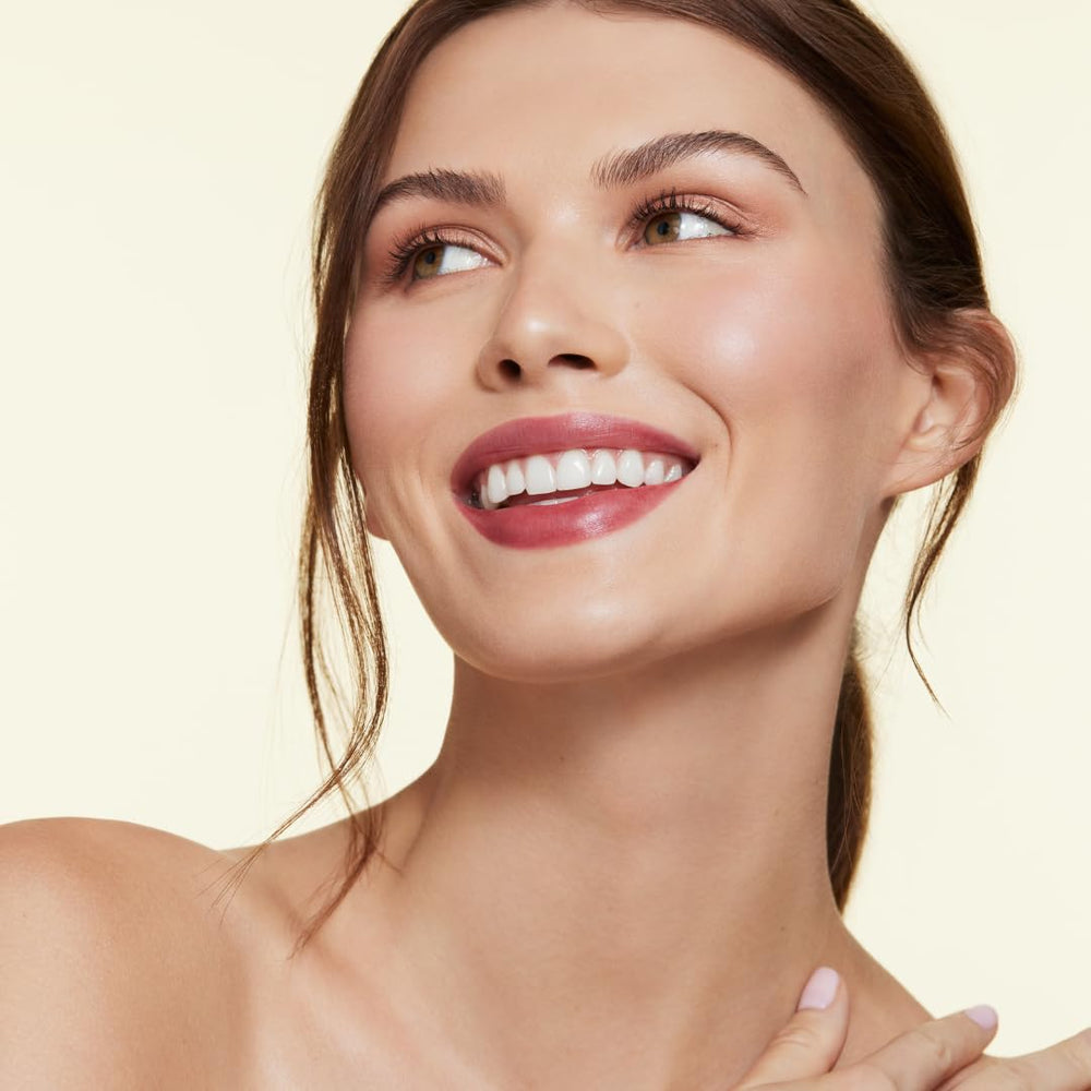 Woosh Monogamous Lip Stain velvet finish on lips highlights color.