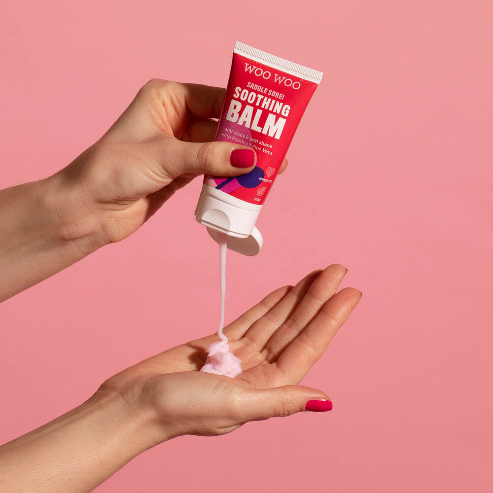 WOOWOO Saddle Sore Balm with rosehip oil highlights nourishing skin and healing potential