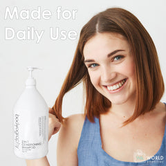 World Amenities Bodyography 2-in-1 shampoo dual cleanse for hair care ease.