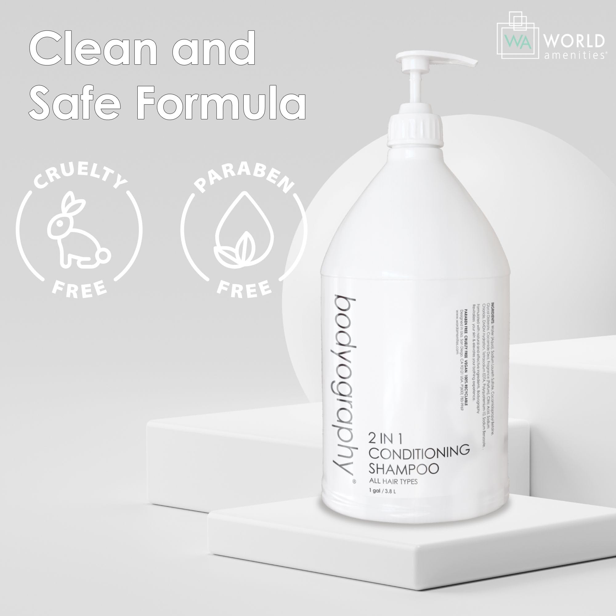 World Amenities Bodyography with natural vanilla scent and ginger aroma.