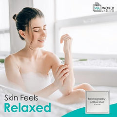 World Amenities Bodyography Blanc close-up shows smooth texture for guest massages.