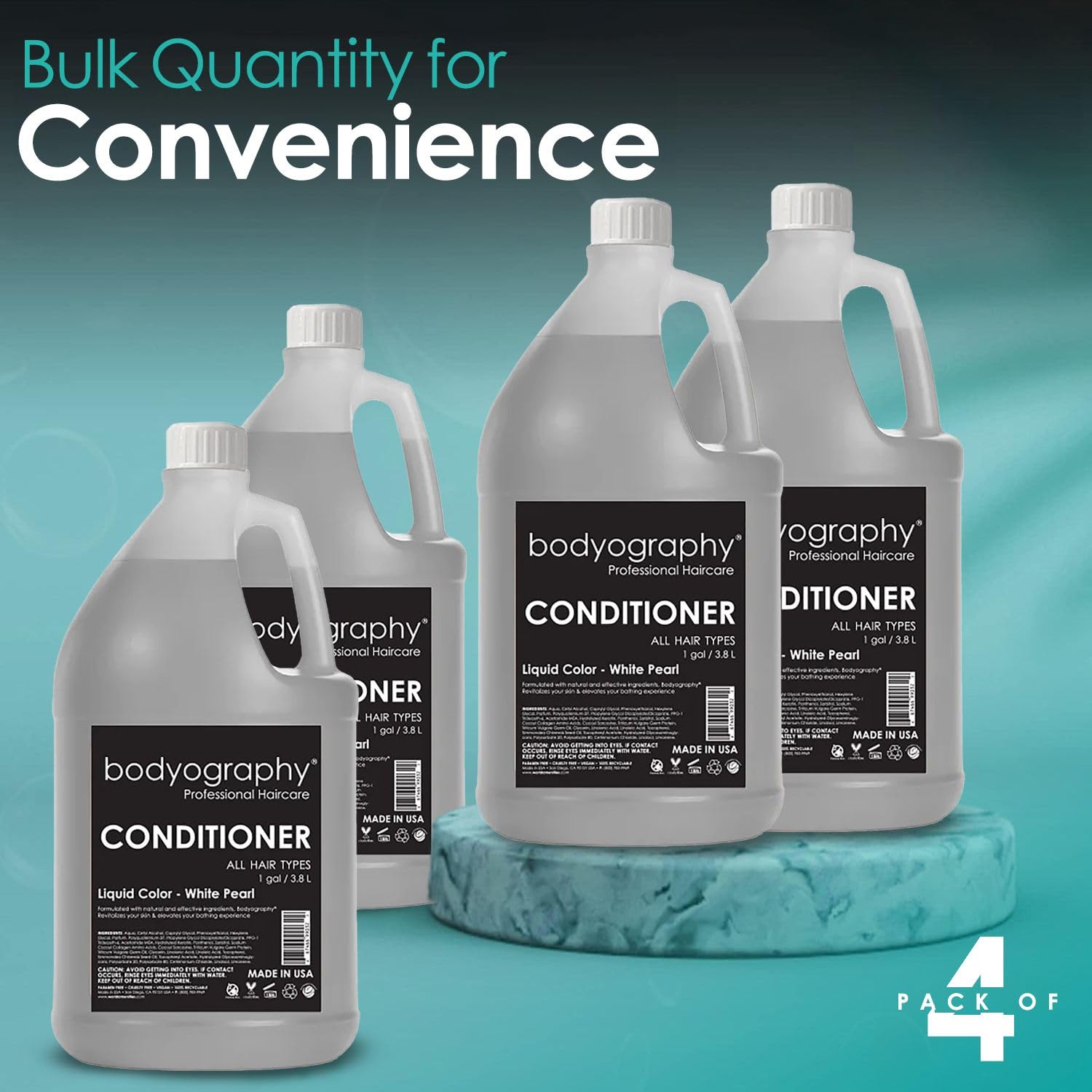 World Amenities Bodyography Conditioner contains zinc, magnesium, and potassium minerals.