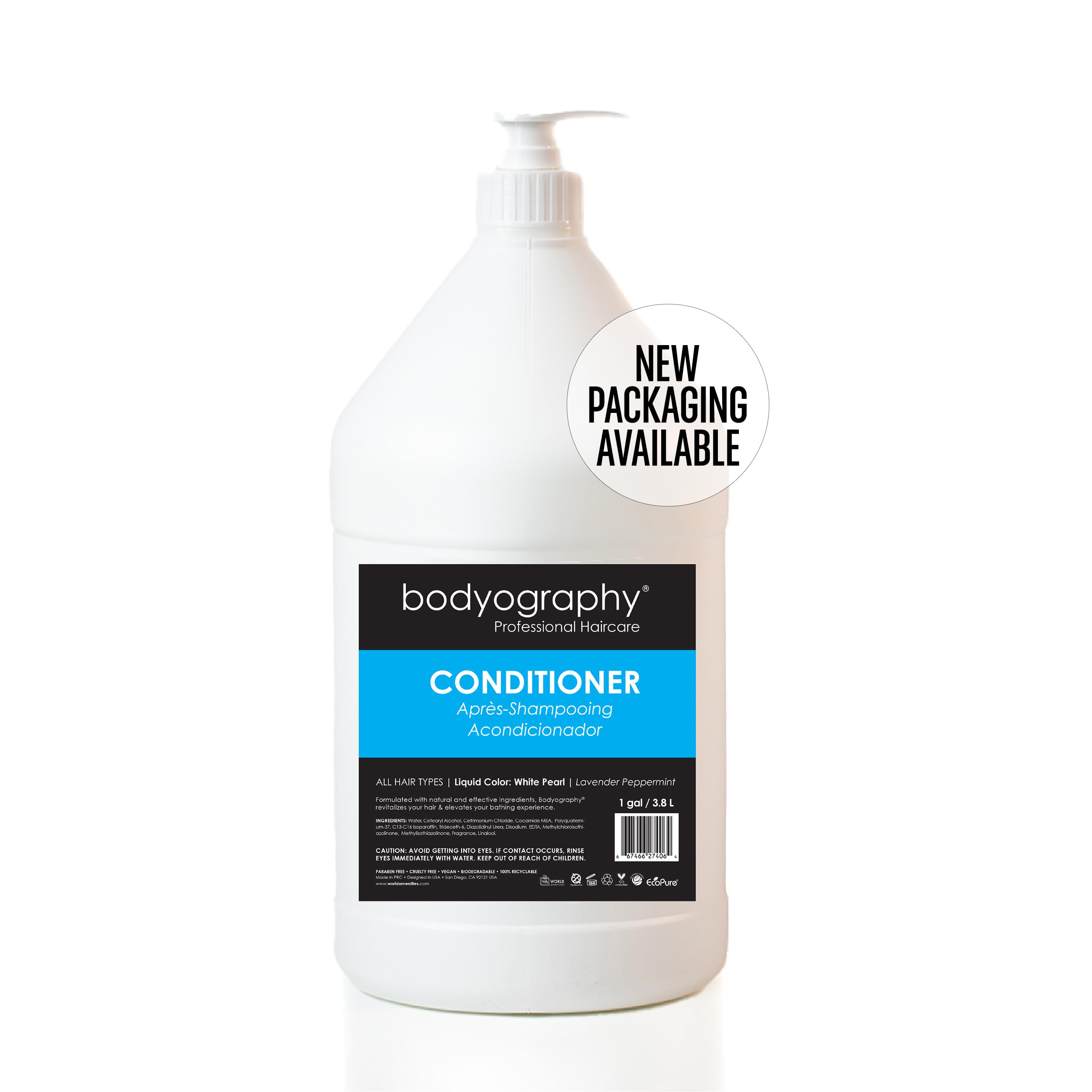 World Amenities Bodyography Conditioner packaging is designed for easy use.