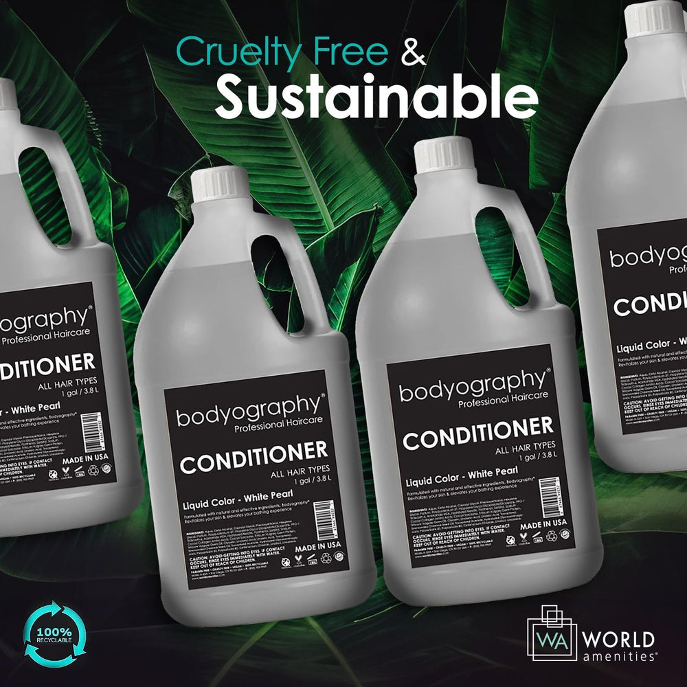 World Amenities Bodyography Conditioner enriched with shea and jojoba for nourishment.