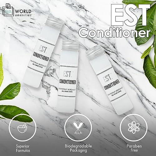 World Amenities EST. Conditioner boxed packaging suggests hotel amenity ready display