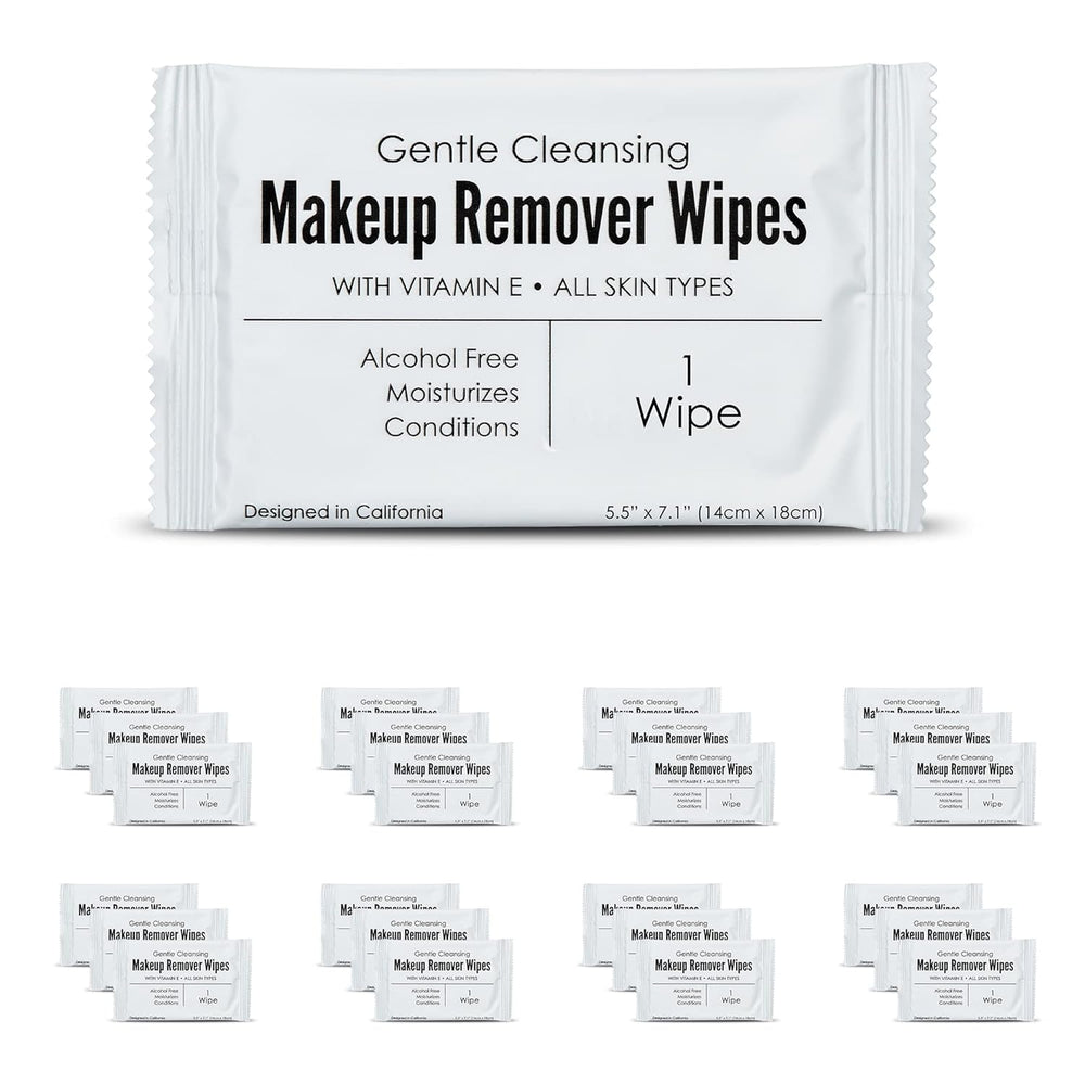 World Amenities makeup remover wipes 50-count bulk pack for easy hotel room setup