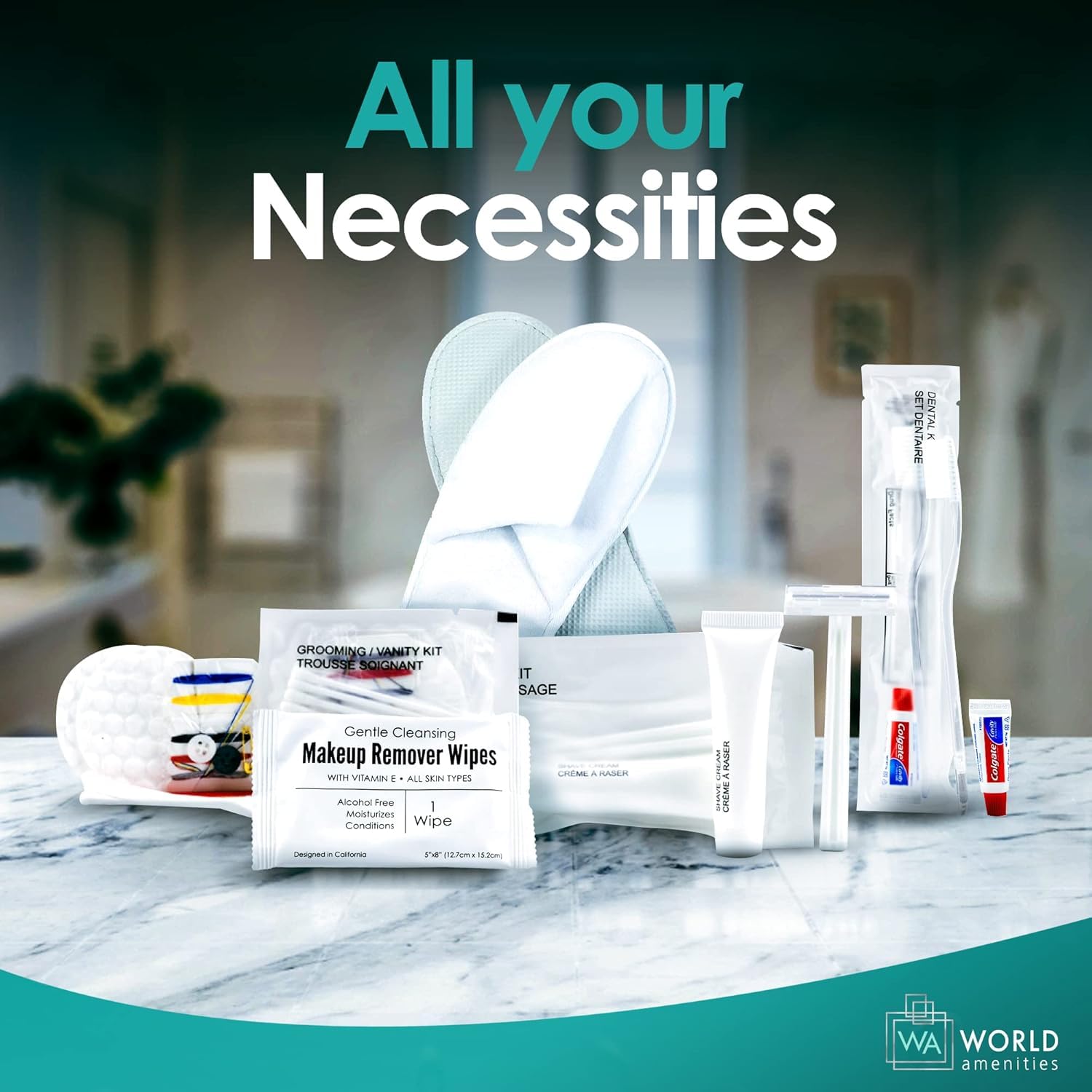 World Amenities alcohol-free formula removes makeup without drying or harsh residue