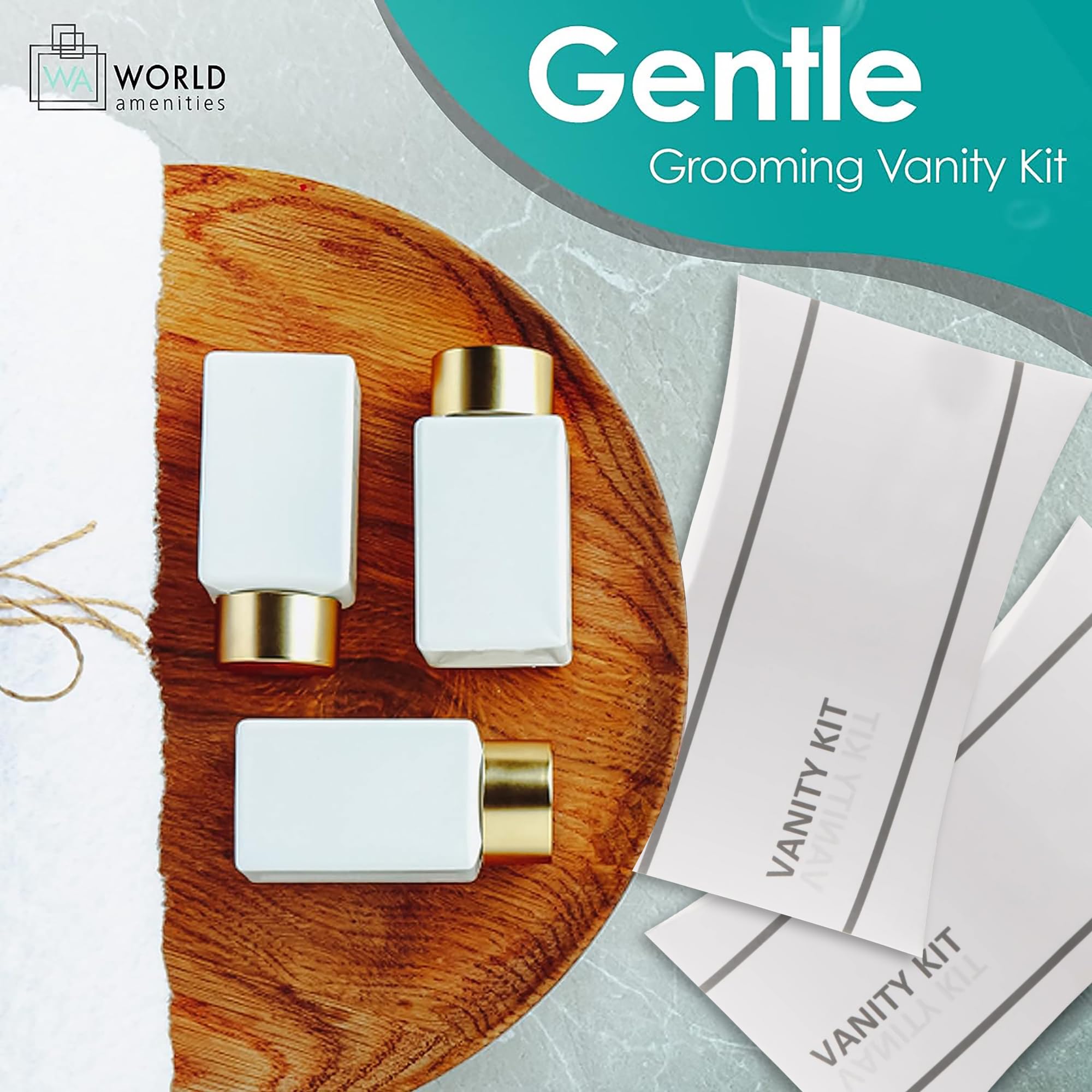 World Amenities vanity kit individually wrapped items for clean presentation