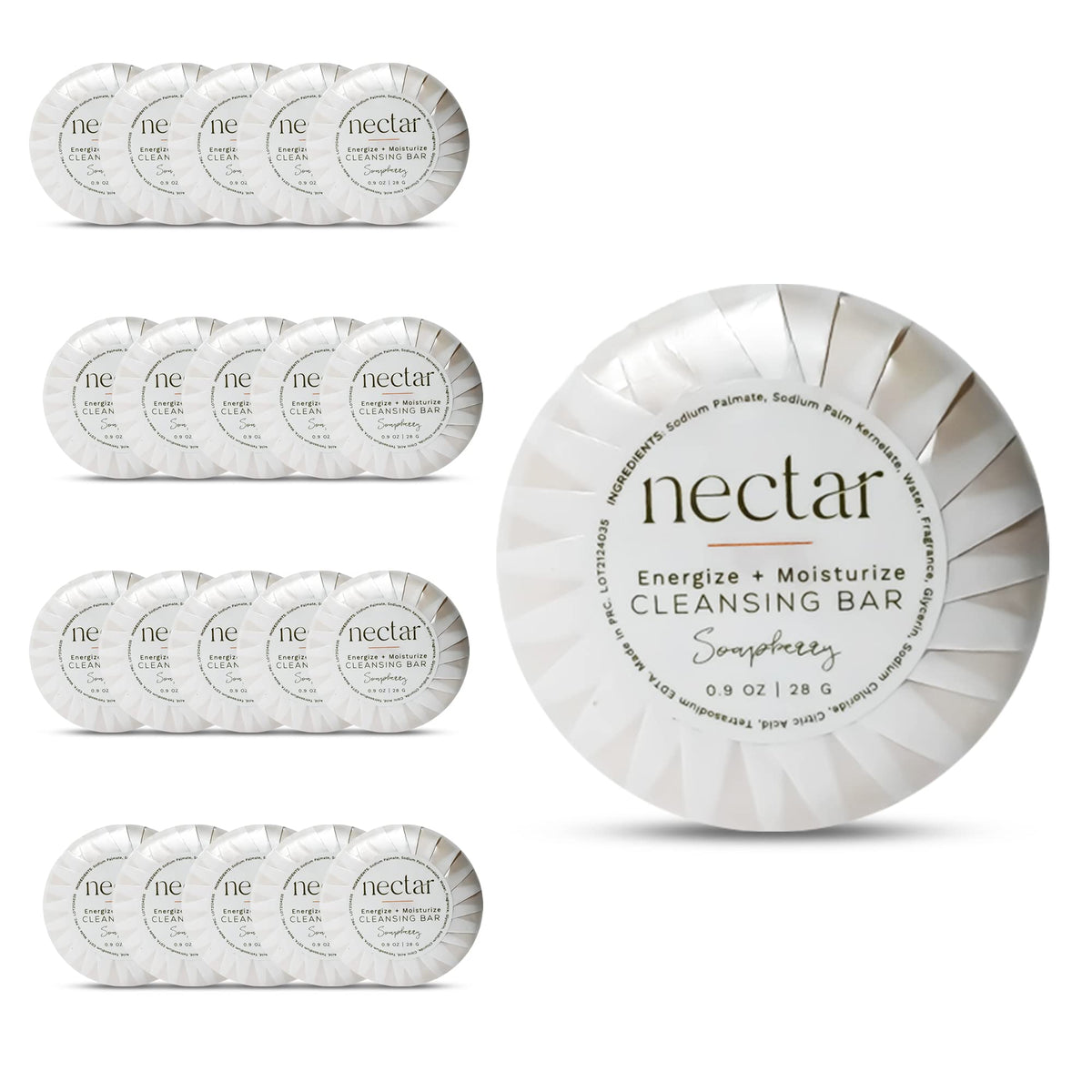 World Amenities Nectar bulk cleansing bar round shape with citrus aroma for hotel guest rooms