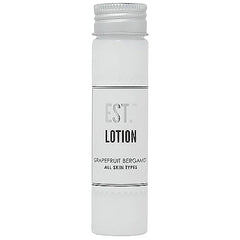 World Amenities soothing lotion bottle showcases travel-friendly size for hotel guest rooms.