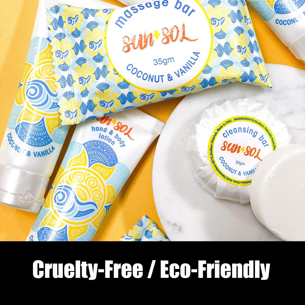 World Amenities Sun + Sol coconut-vanilla fragrance evokes resort vibes