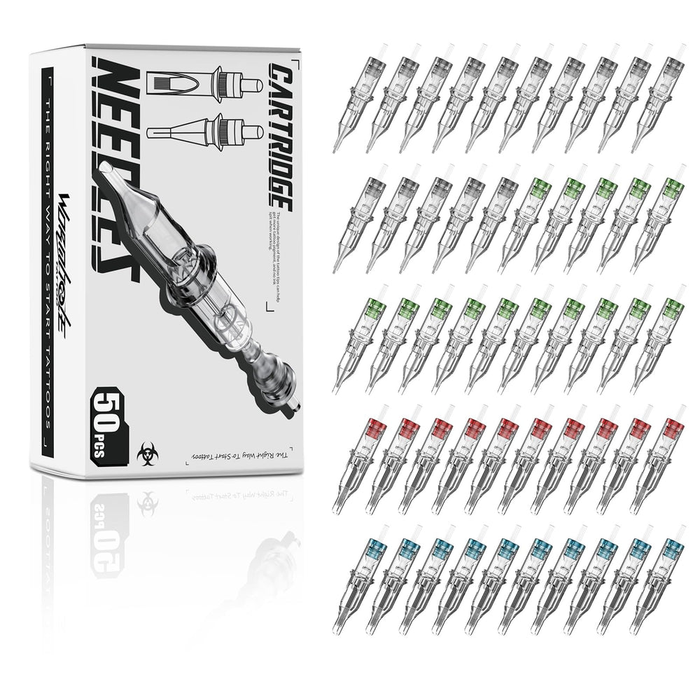 Wormhole Tattoo 1005RL long taper needles for precise lining and clean edges.