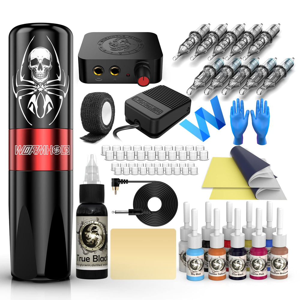 Wormhole Tattoo Kit front view shows the complete starter set for beginners and artists.