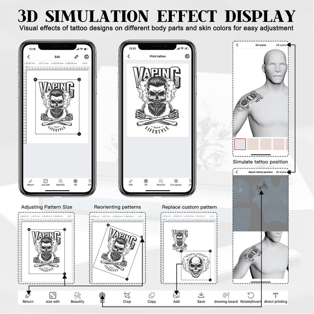 Wormhole Tattoo stencil printer device compatibility across major platforms.