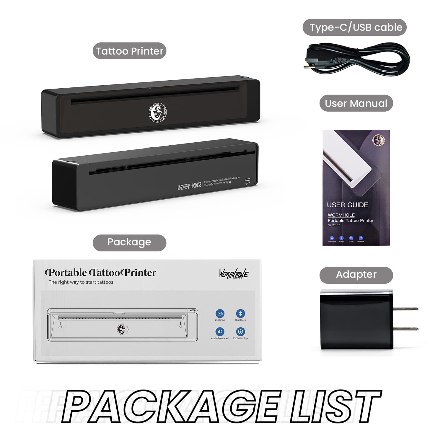 Wormhole Tattoo stencil printer portable case, perfect for travel.