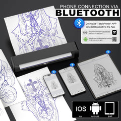 Wormhole Tattoo stencil printer side view, ideal for quick on-site transfers.