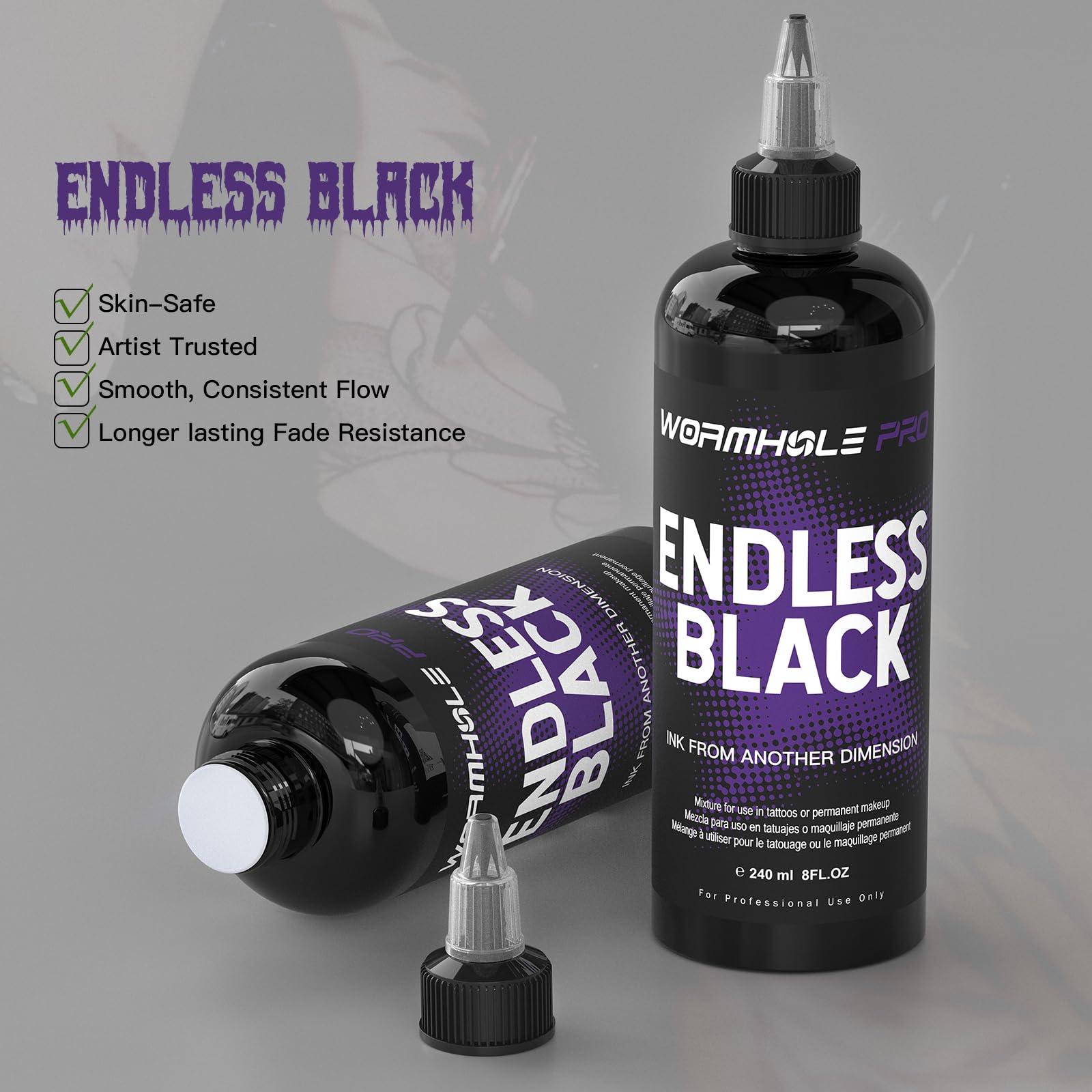WORMHOLEPRO Endless Black cap detail shows sealed freshness and hygiene.