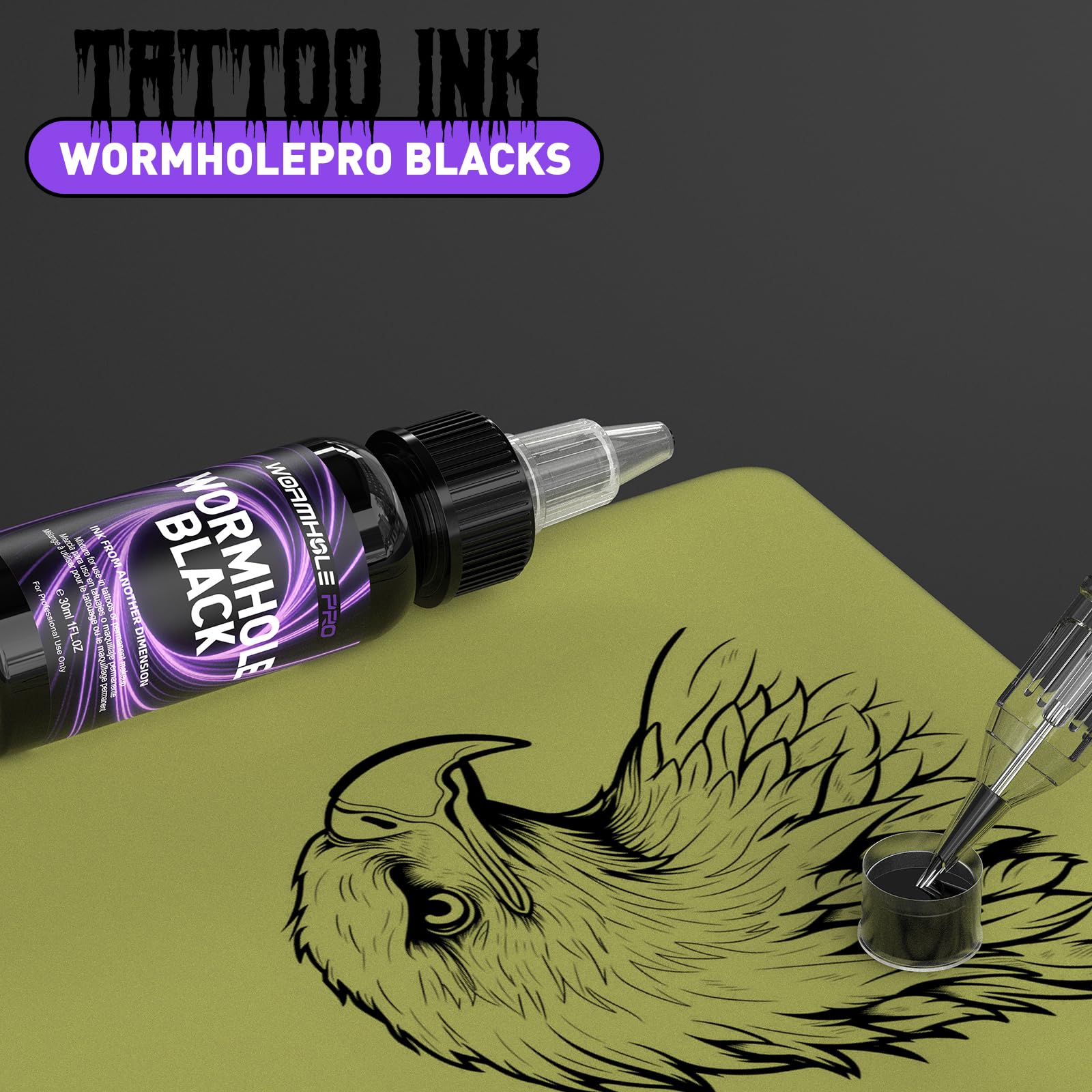 WORMHOLEPRO deep-black pigment ideal for black-and-gray realism.