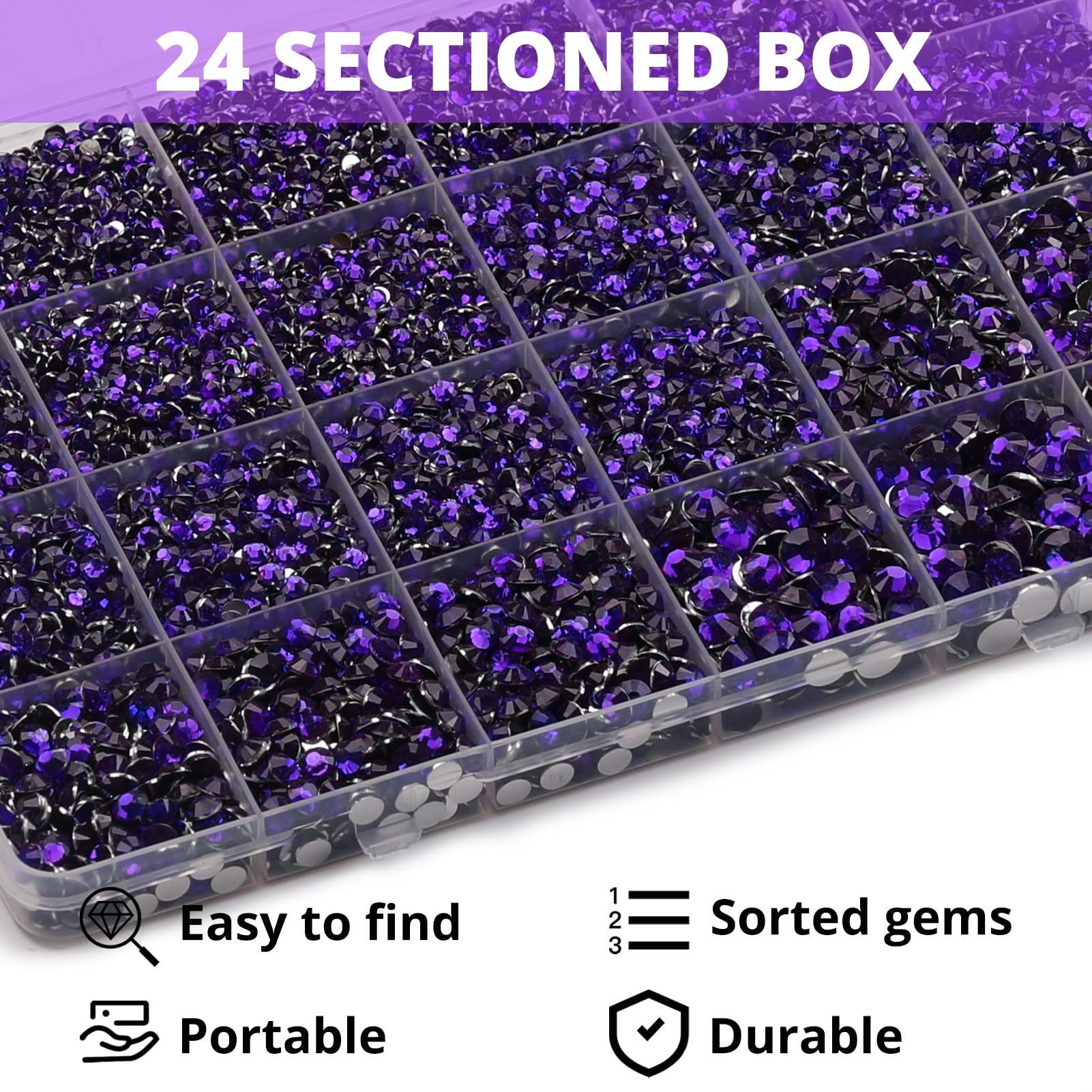 Worthofbest 24-grid organizer keeps sizes neatly sorted for easy crafting.