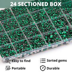 Worthofbest flat-back emerald crystals catching light with 14 facets