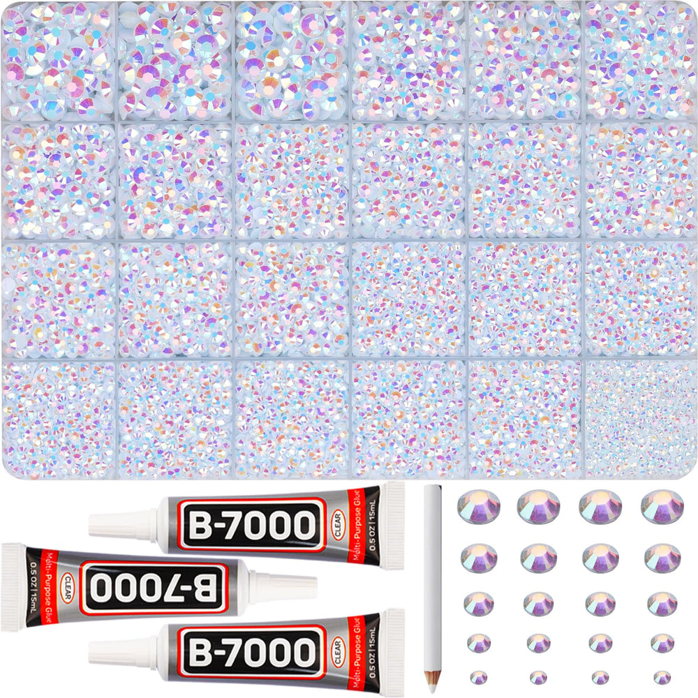 Worthofbest 31000Pcs White AB rhinestones with flatback add sparkle to fabrics and accessories