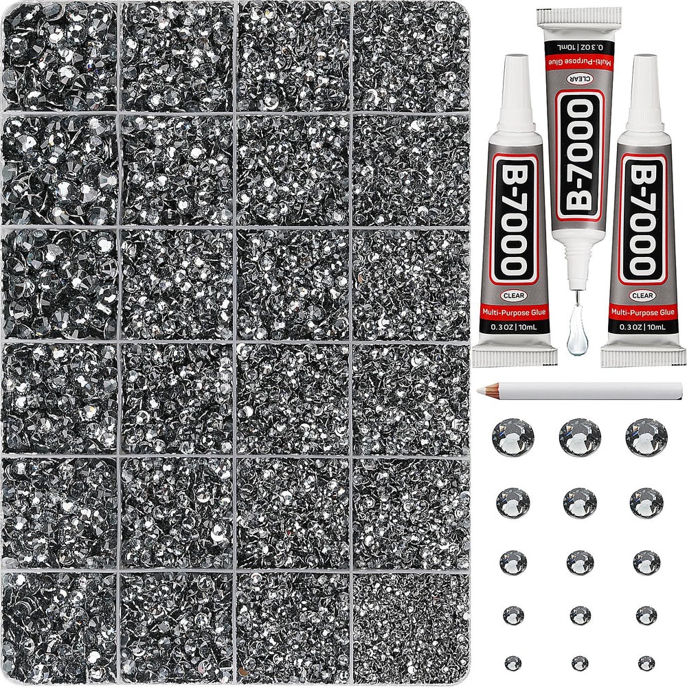 Worthofbest 31000pcs gray rhinestones kit packaging and organized grid case